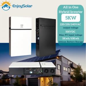 Enjoy Solar All in One 5Kwh 10Kwh Lithium Ion Battery Pack integrated with 5kw Single Phase Hybrid Solar Mppt Inverter for Residential Energy Storage Solar Project